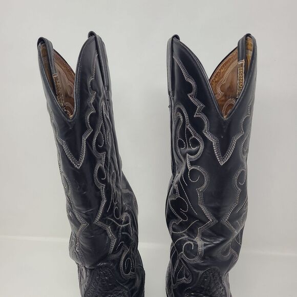 Hondo 8469 Black Leather Cowboy Boots Texas Made Men\'s Size 6 D Buckaroo